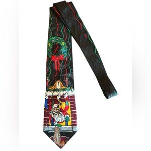Vtg Company B Christmas Santa Claus Novelty Necktie Fireplace Chimney Holiday